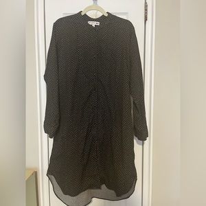 Ines de La Fressange Uniqlo black multi-colored dot shirt dress Size L